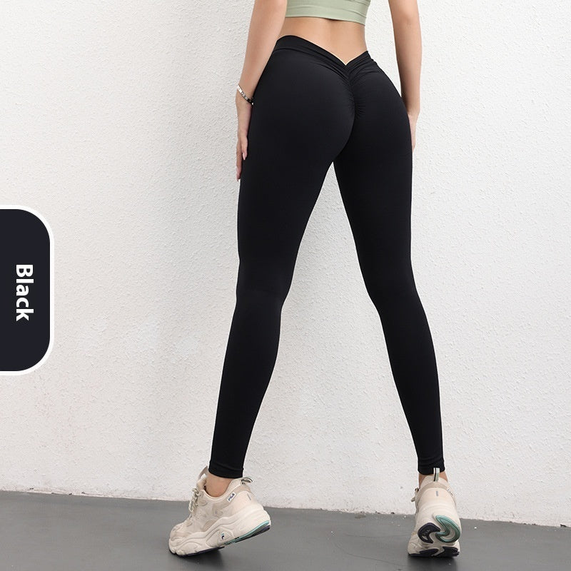 Fashion V-shaped Yoga Pants Ins High Waist Hip Lifting Sports Fitness Pants Womens Clothing