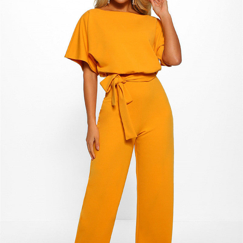 Women's Belted Jumpsuit Off the Shoulders